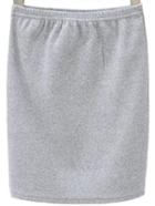 Romwe Ribbed Bodycon Grey Skirt