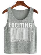 Romwe Barcode Print Tank Top