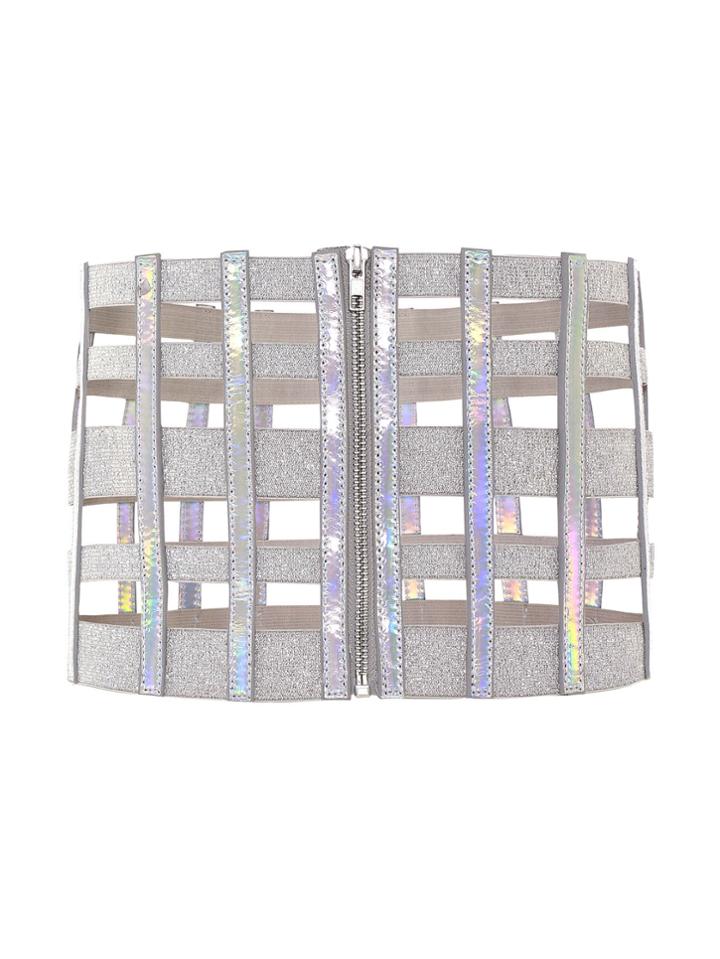 Romwe Cut Out Zipper Front Corset Belt