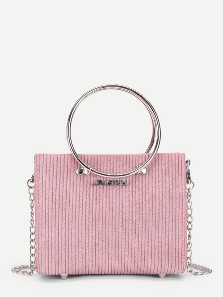 Romwe Suede Chain Bag With Ring Handle