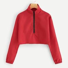 Romwe Quarter Zip Crop Jacket