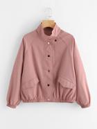 Romwe Elastic Hem Single Breasted Jacket