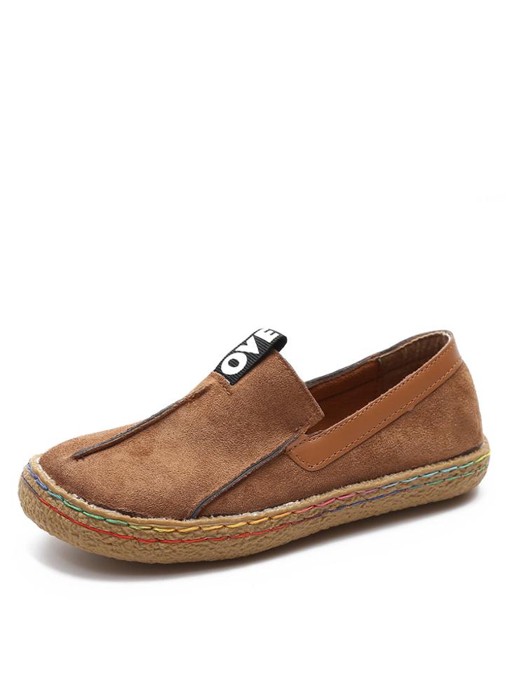 Romwe Letter Print Round Toe Flats