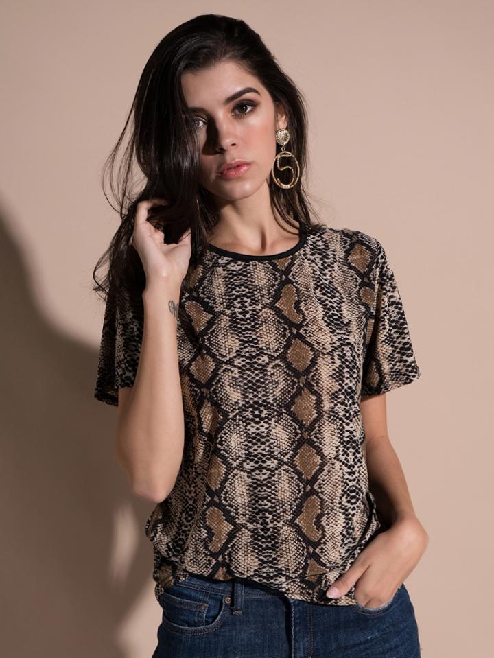 Romwe Snakeskin Pattern Tee