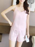 Romwe Butterfly Patched Cami Top & Shorts Pj Set