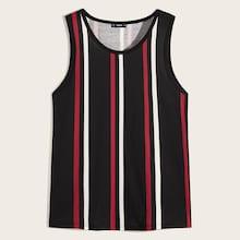 Romwe Guys Striped Tank Tee