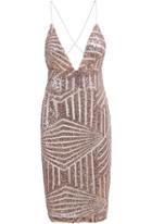 Romwe Spaghetti Strap Sequined Bodycon Dress