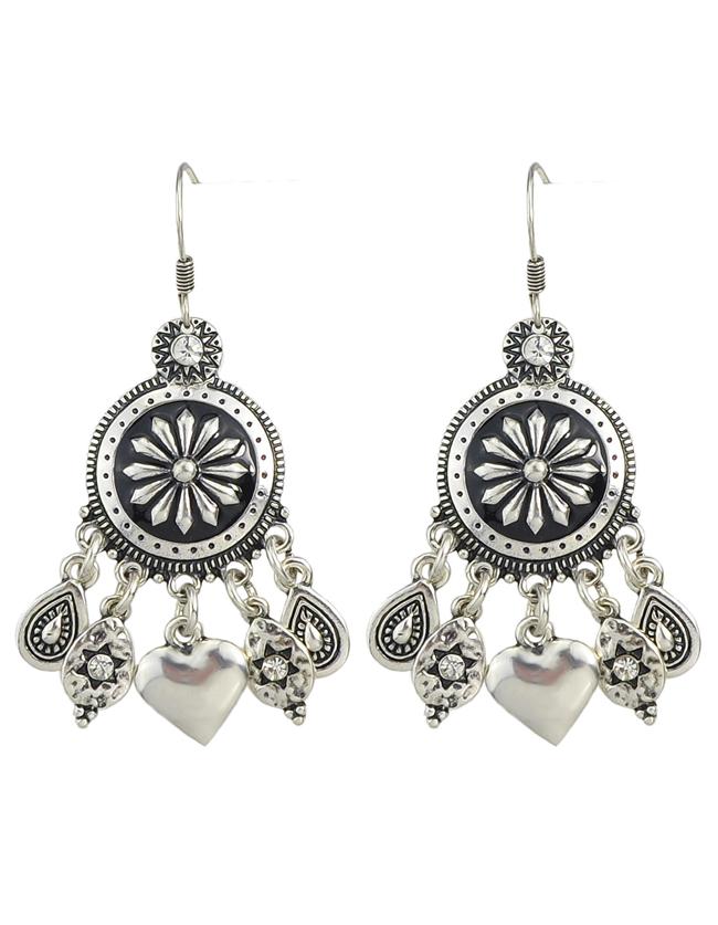 Romwe Vintage Silver Design Long Hanging Earrings For Women