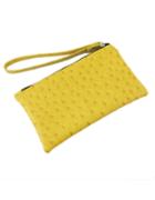 Romwe Yellow Simple Design Pu Clutch Bag