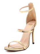 Romwe Gold Ankle Strap High Heel Sandals