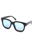 Romwe Black Frame Blue Lens Classic Sunglasses