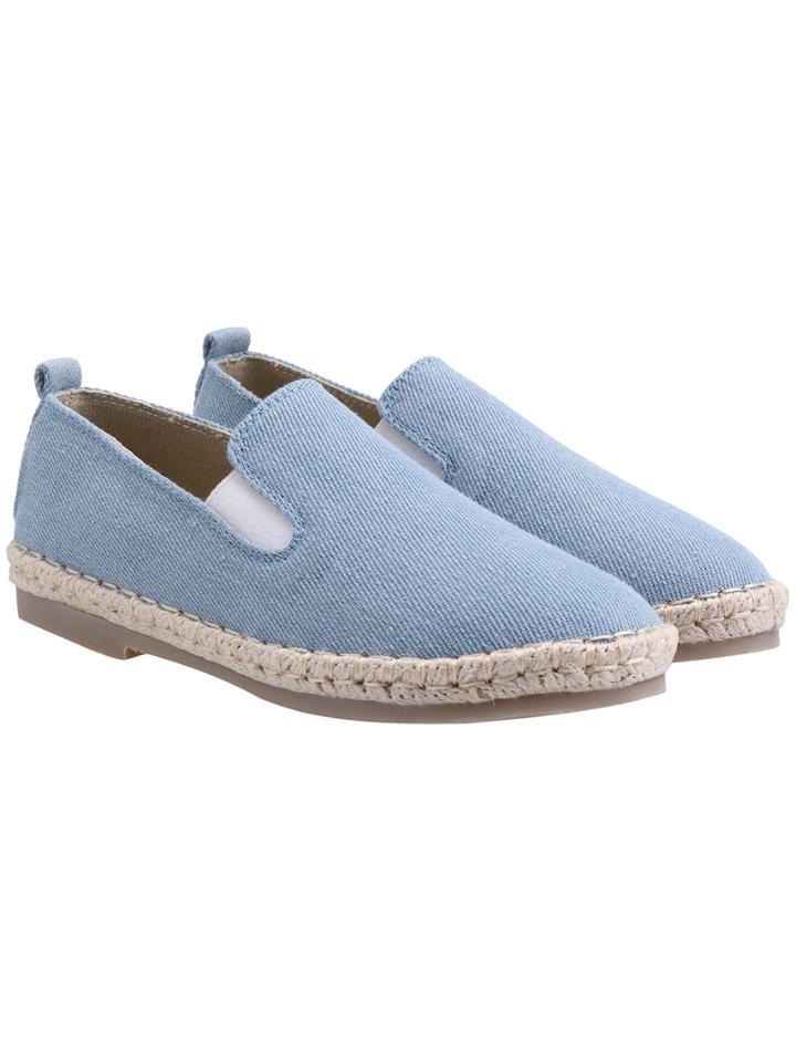Romwe Light Blue Weave Trims Low Heel Flats