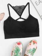 Romwe Lace Panel Cut Out Cami Top