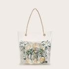 Romwe Tropical Print Tote Bag With Glitter Inner Pouch 2pcs