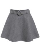 Romwe Zipper Belt A-line Skirt