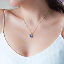 Romwe Disc & Eye Pendant Chain Necklace