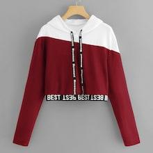 Romwe Letter Tape Cut And Sew Hoodie