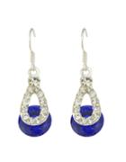Romwe Fashionable Beautiful Blue Shining Long Drop Stone Earrings