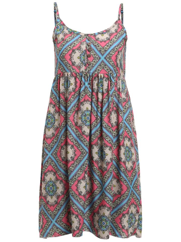 Romwe Tribal Print Elastic High Waist Cami Dress