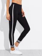 Romwe Active Stripe Paneled Leggings