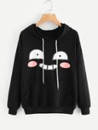 Romwe Cartoon Print Hoodie