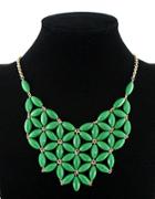 Romwe Green Flowers Collar Chain Necklace