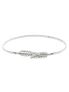 Romwe Leaf Buckle Silver Metal Elastic Belt