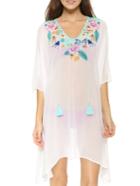 Romwe Embroidery Tassel-tie Neck Cover-up Dress