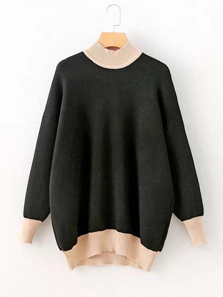 Romwe Contrast Trim Boyfriend Sweater