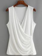 Romwe Deep V Neck Wrap Ruched Tank Top