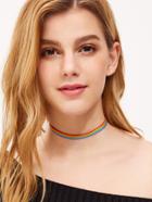 Romwe Rainbow Striped Choker Necklace