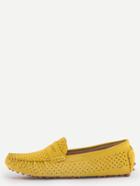 Romwe Faux Leather Eyelet Loafers - Yellow