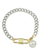 Romwe Imitation Pearl Chain Link Bracelet