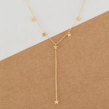 Romwe Gold Tone Dainty Chain Star Charm Lariat Necklace