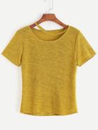 Romwe Yellow Cut Out Casual T-shirt