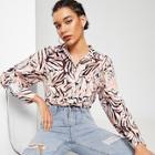 Romwe Pocket Front Allover Print Shirt