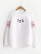 Romwe Striped Raglan Sleeve Sweatshirt