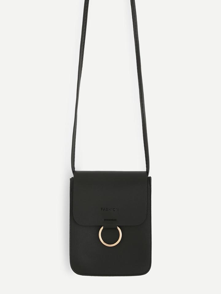 Romwe Ring Front Flap Pouch Bag