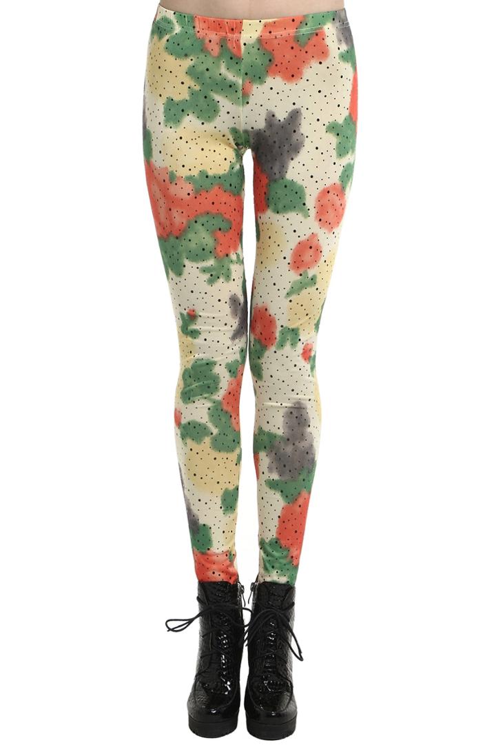 Romwe Romwe Sequined Inkjet Graffiti Print Color Leggings