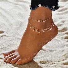 Romwe Star & Infinity Layered Chain Anklet 2pcs