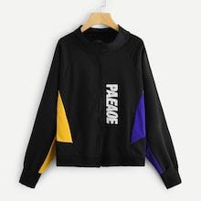 Romwe Plus Letter Print Jacket