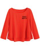 Romwe Red Letter Print High Low T-shirt