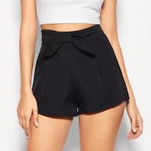 Romwe Zip Back Bow Shorts