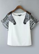 Romwe Zebra Print Hollow T-shirt