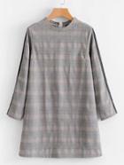 Romwe Contrast Tape Glen Plaid Dress