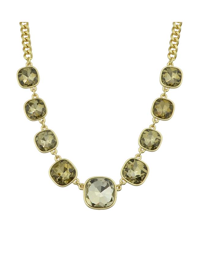 Romwe Shining Rhinestone Short Stone Necklace