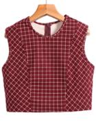 Romwe Check Print Sleeveless Crop Top
