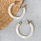 Romwe Mother Of Pearl Effect Hoop Earrings