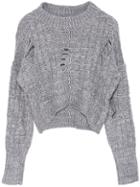 Romwe Hollow Crop Knit Grey Sweater