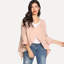 Romwe Solid Asymmetric Hem Coat